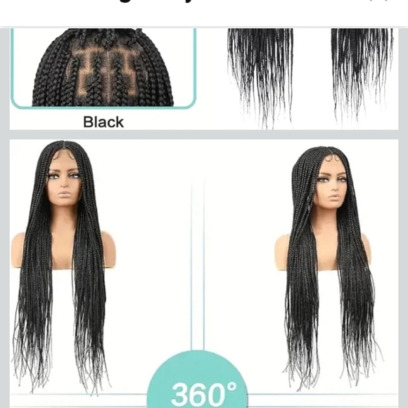 Black Braided Wig for Women - Picture 2 of 3